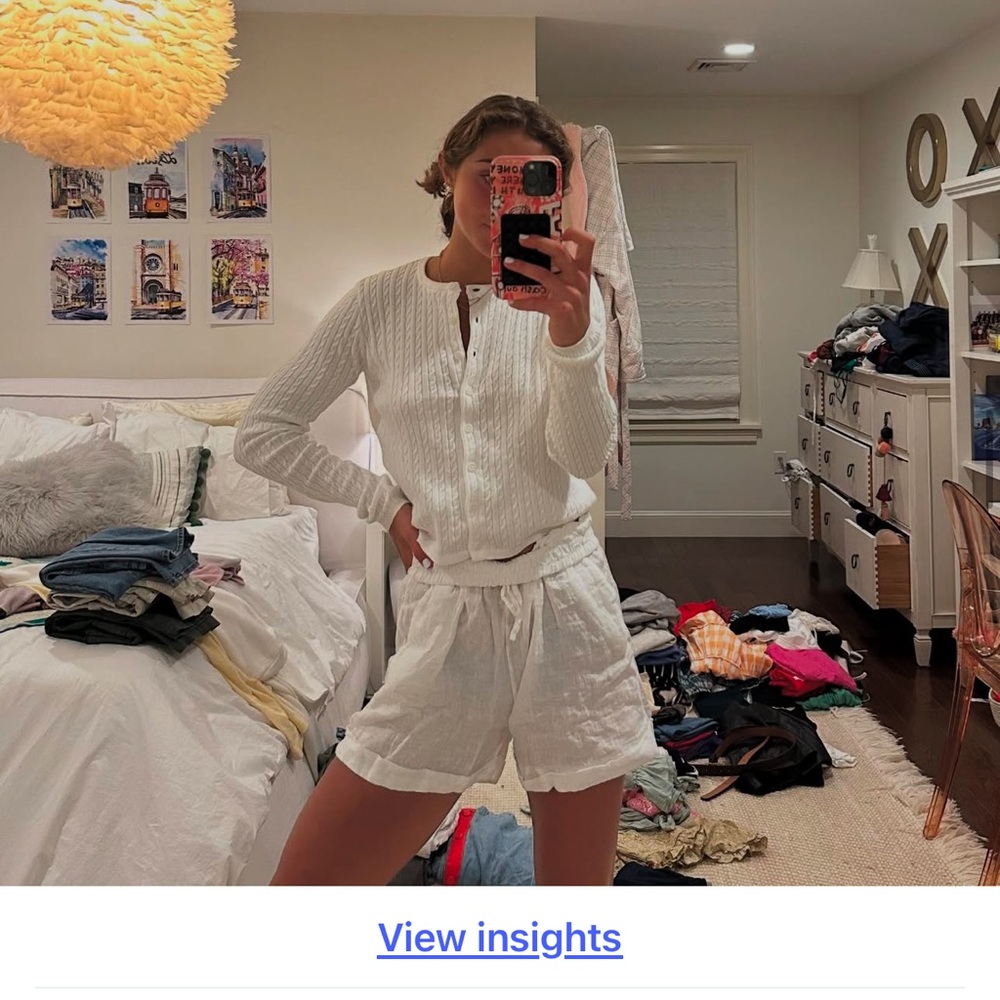 White Linen high wasted shorts